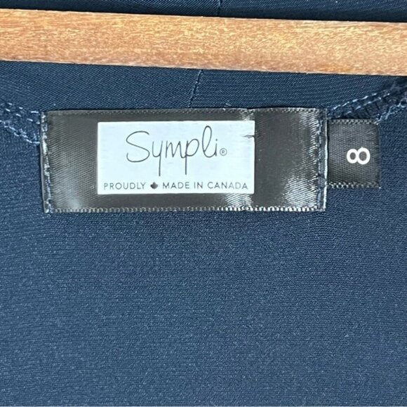 Sympli Navy Scoop Neck Sleeveless Tunic Top Front Pockets Slinky Travel Size 8 - Picture 7 of 11